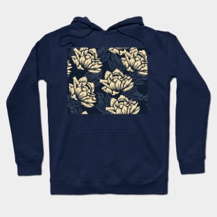 Seamless Yellow and Blue Floral Pattern Hoodie